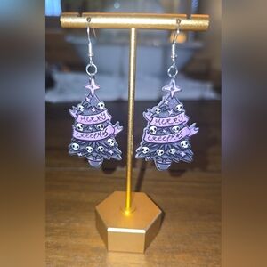Goth Merry Creepmas Christmas Tree Earrings